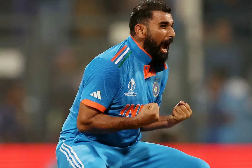 India's Mohammed Shami secured a five-wicket haul.